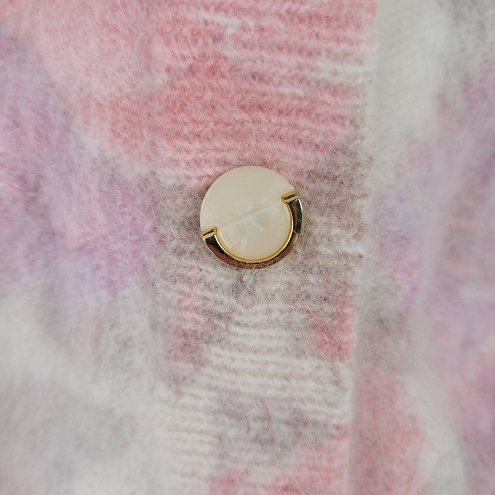 Free in bundle Vintage 80's pink floral angora button down cardigan - Picture 6 of 9